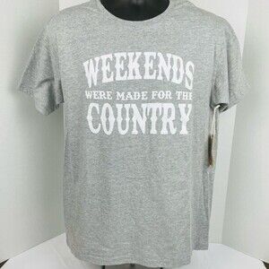 Natural Blue “Weekends Were Made For The Country” Heather Gray T Shirt Size L